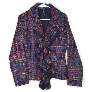 *** Cardigan Hook Eye  Raw Hem Rainbow Ruffle***